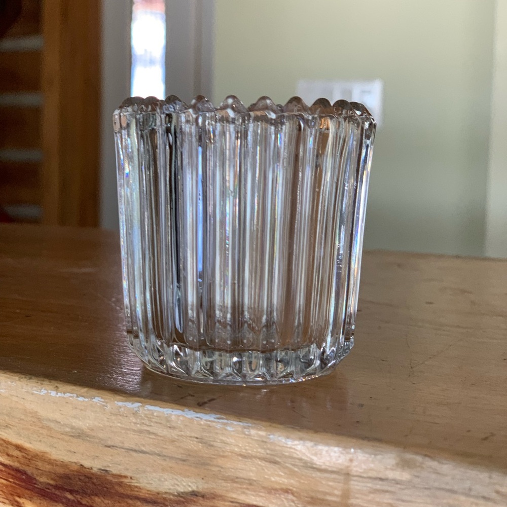 INDIANA GLASS | Crystal Paneled Votive Candle Holder